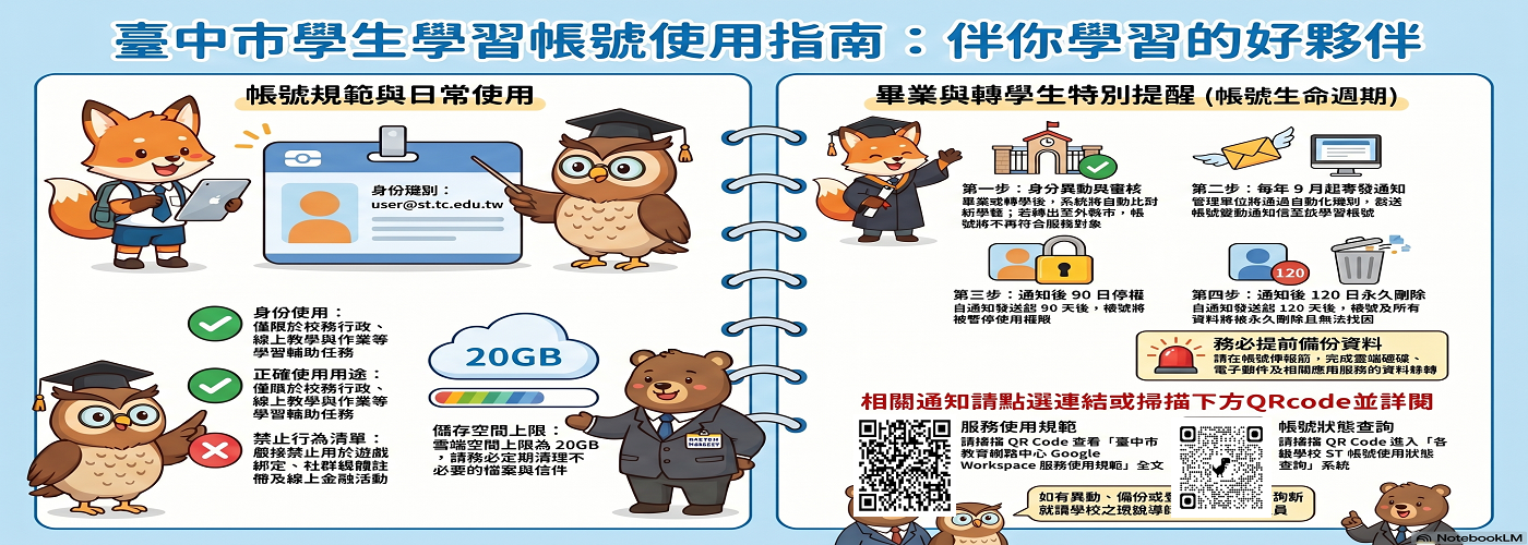 🕶🎤🎙️三年級同學注意，畢業時學習帳號使用通知